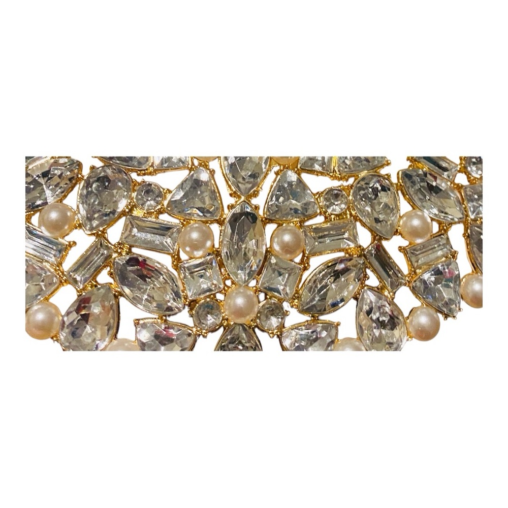 BAUBLEBAR Goldtone Clear Stone Cluster Statement Choker Necklace - Picture 2 of 3